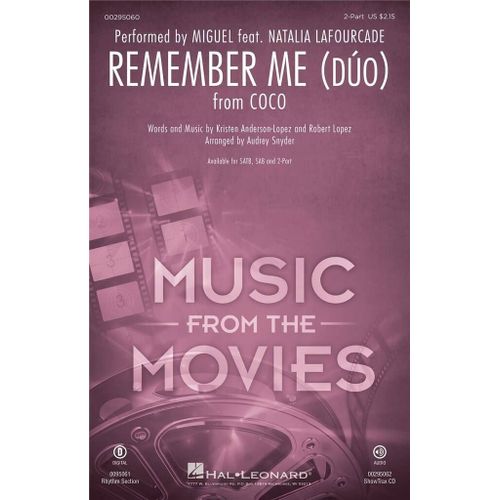 Kristen Anderson-Lopez_Robert Lopez : Remember Me (Dùo) From Coco - Partitions Pour Chorales 2-Part Choir Hl00295060