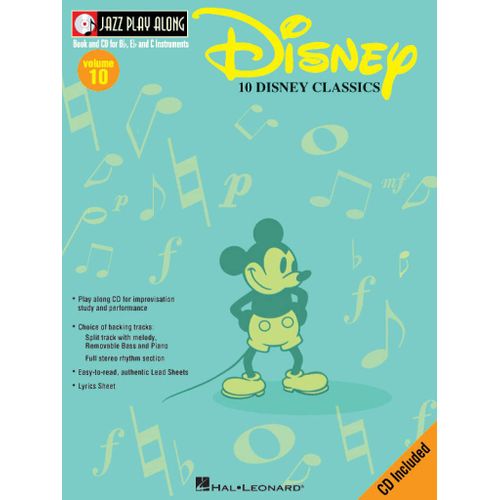 Disney - 10 Disney Classics Jazz Play-Along: Volume 10 - Recueil Avec Cd Flute, Violin, Guitar, Clarinet, Trumpet, Saxophone, Trombone, Chords Hl00843003 9780634053566