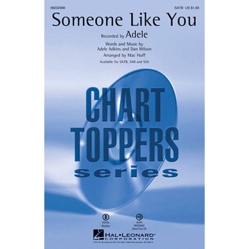 Adele Adkins : Someone Like You - Partitions Pour Chorales Satb And Piano Hl08202998