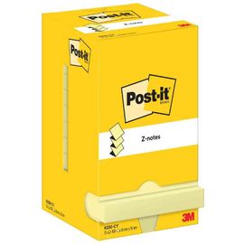 Post-It Bloc-Note Adhésif Z-Notes, 76 X 76 Mm, Jaune