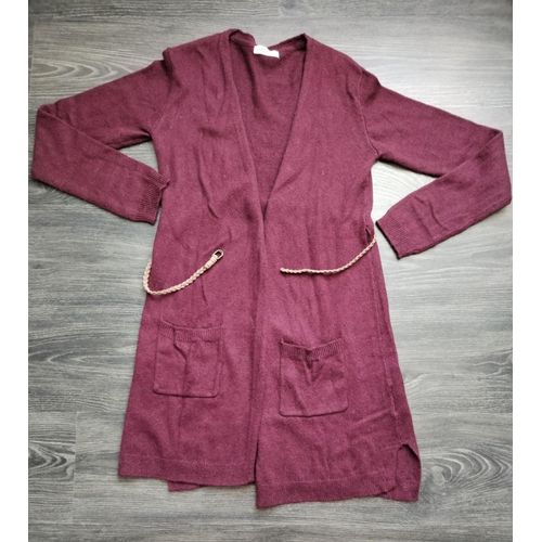 Gilet Long Bordeaux 14 Ans Xs 34 H&m