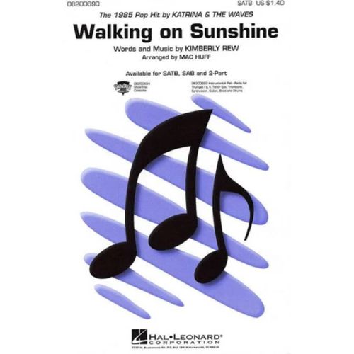 Kimberley Rew : Walking On Sunshine - Partitions Pour Chorales Sab Hl08200691