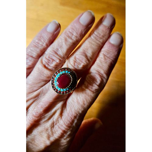 Bague Fantaisie Ronde Perles Multicolores