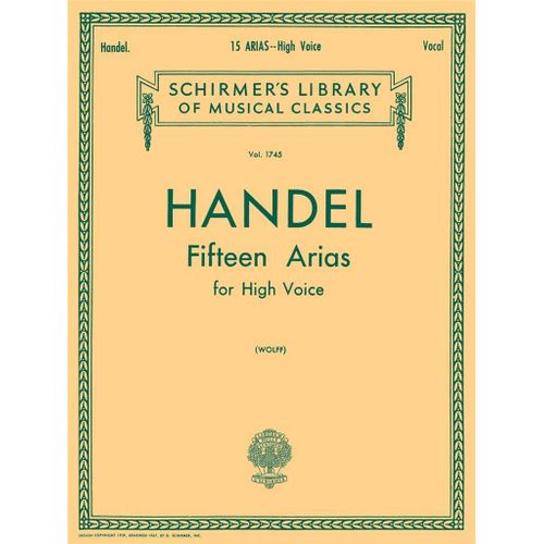 Georg Friedrich Händel : 15 Arias - Recueil High Voice And Piano Hl50261330 9798350133448