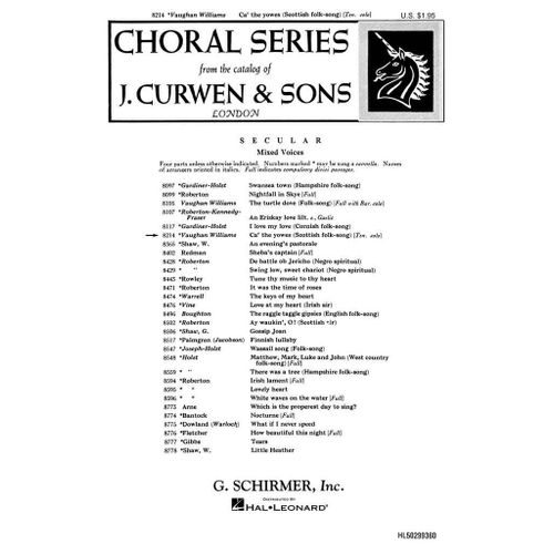 Ralph Vaughan Williams : Ca' The Yowes Scottish Folk Song - Partitions Pour Chorales Tenor Voice And Satb Hl50299360