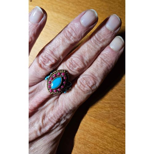 Bague Fantaisie Perles Multicolores Ovale