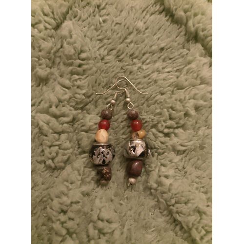 Boucles D'oreilles En Jaspes, Verre,Jades, Agates.
