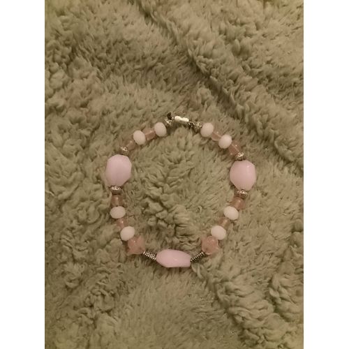 Bracelet Artisanal En Quartz, Cristal, Argent Tibétain.