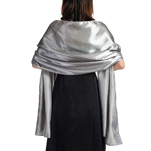 170x45cm Femme Satin Silky Foulard Enveloppements Paillettes Couleur Unie Mariée Fête Robe De Soirée Châle Cape Vintage Beach Cover Up