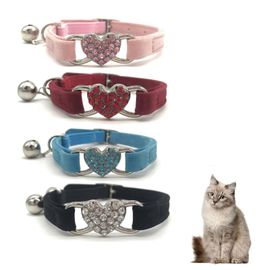 Collier Pour Chats Avec Cloche Velours Doux Réglable Convient À La Plupart Des Chats 4pcs