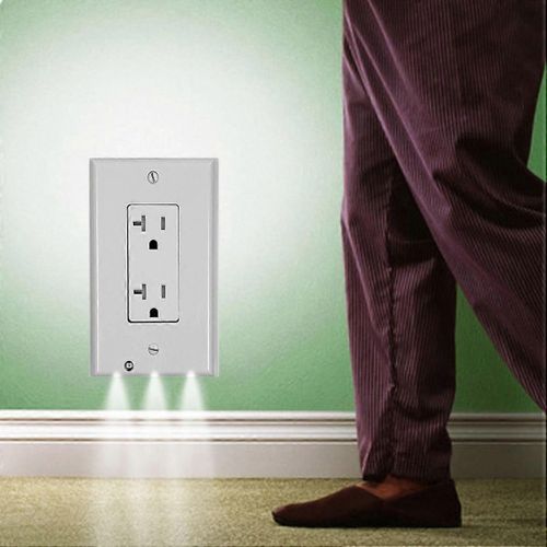 0.5w 110v Night Angel Square Plug Socket Sensor Veilleuse, Lumière Blanche Mini Veilleuse À Induction De Mouvement Du Corps Humain