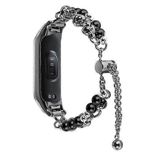 Pour Xiaomi Mi Band 7 Double Pearl Bead String Metal Watch Band
