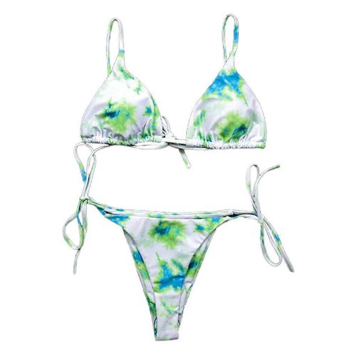 Femmes Sexy Micro Bikini Brésilien Ensemble Tie-Dye Cintré String Pour Triangle Maillot De Bain Dos Nu Soutien-Gorge Cravate Latérale String Baignade Sui