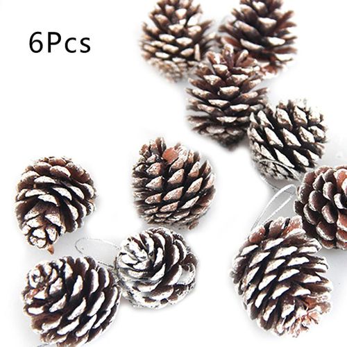 6 Pcs Pommes de Pin String Pendentif Bois Naturel Décoration De Sapin De Noël Artisanat À La Maison