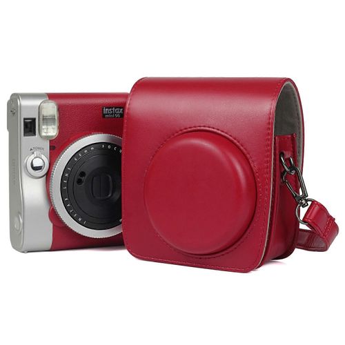 Sac photo en PU de couleur unie avec bandoulière pour Fujifilm Instax mini 90 Pour Fujifilm Instax mini 90