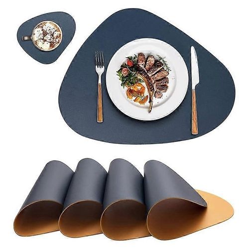 Sets De Table Et Sous-Verres 4 Ensembles, Sets De Table, Rond En Plastique Lavable, Table De Salle À Manger De Décoration De Table, Place