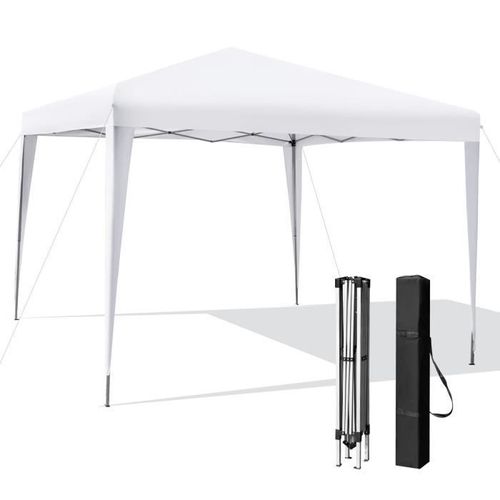 Tonnelle De Jardin Pliante Instantanée - Costway - Protection Uv - 3 Hauteur Réglable - Cadre En Métal Blanc