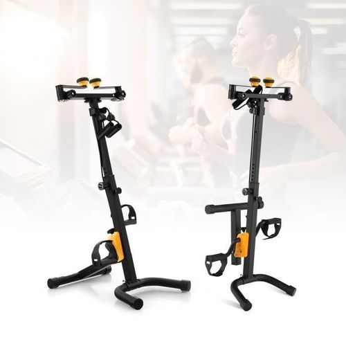 Costway Vélo D'appartement À Pédales Pliable 9 Hauteurs Résistance Réglable Fonction D'étirement Avec Rouleaux De Massage,Ecran Lcd