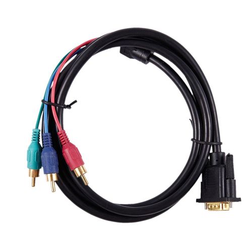 1.5M 4.9Ft VGA 15 Broches Mâle vers 3 RCA RGB Mâle Adaptateur De Câble Vidéo Noir