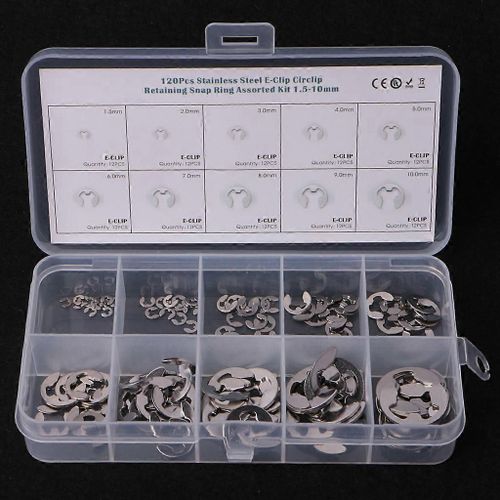 120PCS 1.5mm-10mm E-Clip Kit d¿assortiment Ensemble de circlips de retenue en acier inoxydable