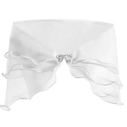 Femmes Couche Gaze Châle Enveloppement Haussement D¿Épaules Strass Boucle Robe De Mariée Couverture Sexy Off Épaule Volants Boléro Capelet
