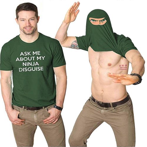 Les Hommes Me Posent Des Questions Sur Mon Déguisement De Ninja Flip T Shirt Drôle De Costume Humour Graphique Tee, 100% Nouveau