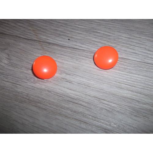 Boucles D'oreilles Rondes Plastique Orange Fluo Neuves