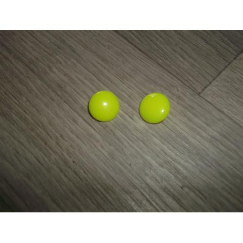 Boucles D'oreilles Rondes Plastique À Clips Jaune Fluo Neuves