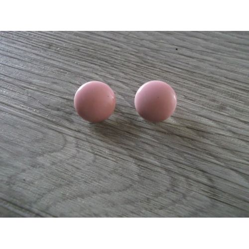 Boucles D'oreilles Plastique À Clips Rondes Rose Neuves