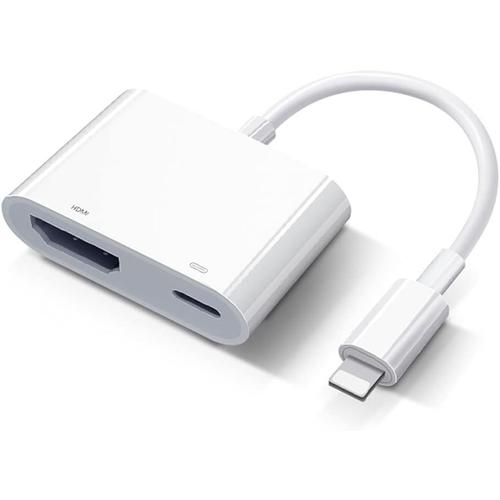 Adaptateur HDMI iPhone iPad TV Lightning vers câble HDMI Plug and Play pour iPhone 14/13/12/SE/11/XS/XR/X/8/7/iPad vers TV/HDTV/moniteur/projecteur