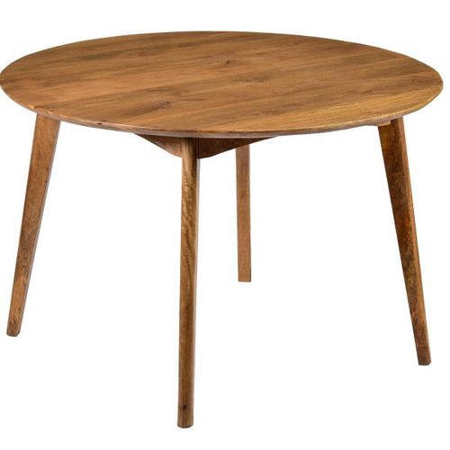 Gedeon,Table Repas Ronde D.120 Cm, 6 P, En Bois De Manguier Massif