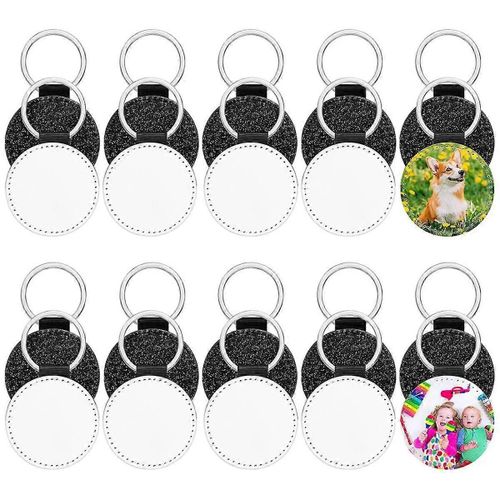 20 Pcs Porte-Clés En Cuir Blancs En Vrac Sublimation Porte-Clés Blanc Pu En Cuir Cadeaux Glitter Transfert De Chaleur Porte-Clés Bricolage Artisanat