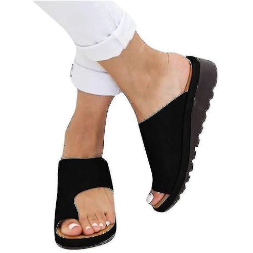 Sandales Orthopédiques À Correcteur D'Oignons, Chaussures En Cuir Pu À Plate-Forme Confortable Pour Femmes