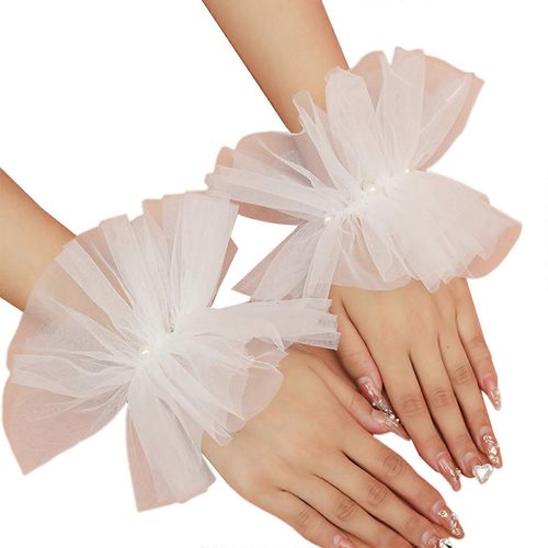 Pearl Decor Plissé Volants Poignets Steampunk Poignet Manchette Embellissement Pour Fille