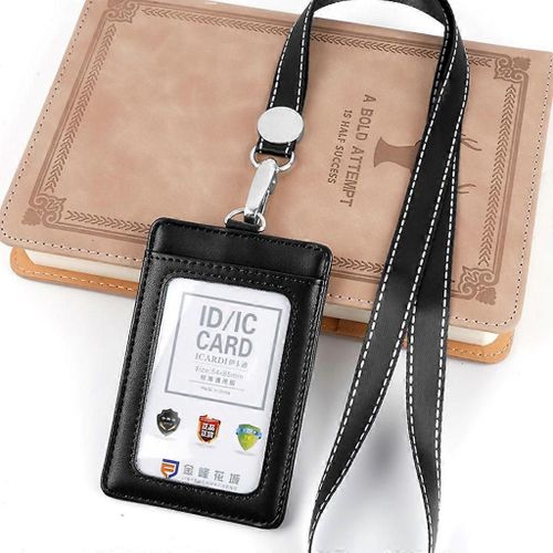 Porte-badge d¿identification en cuir Horizontal / Vertical Porte-carte d¿identité en cuir PU Portefeuille