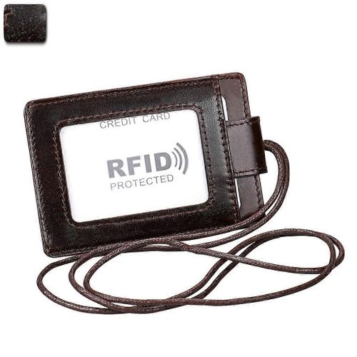 RFID Véritable Cuir D¿affaires Carte D¿identité De Crédit Portefeuille Porte-Badge Porte-monnaie Lany