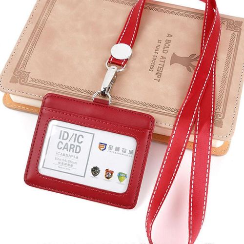 Porte-badge d¿identification en cuir Horizontal / Vertical Porte-carte d¿identité en cuir PU Portefeuille