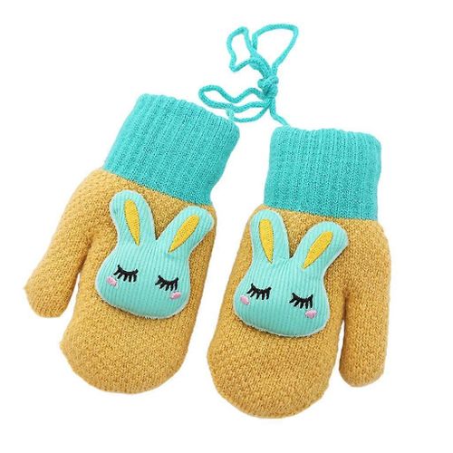 Enfant En Bas Âge Enfants Mitaines Polaire Doublé Gants Tricotés Gants De Bande Dessinée Avec Ficelle