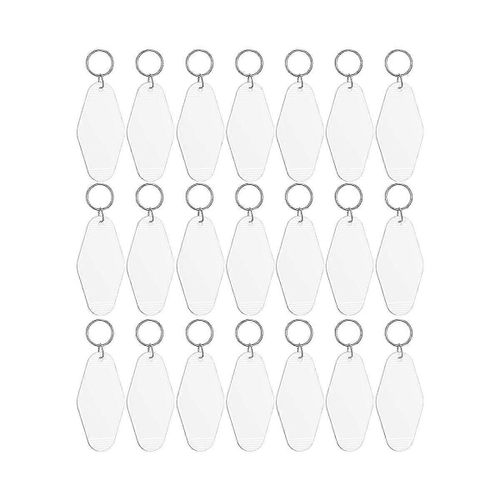 24 Pcs Vintage Motel Porte-Clés Diy Blanc Hôtel Porte-Clés Transfert De Chaleur Blanc Porte-Clés En Vrac Sublimation (Blanc)
