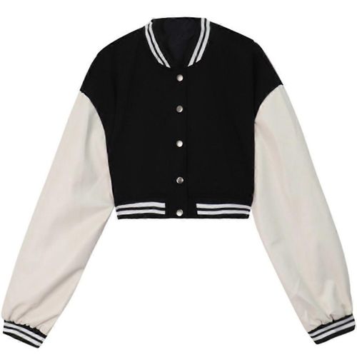 Vestes Féminines Femmes Bomber Black White Coats Épissé Baseball Court Coat