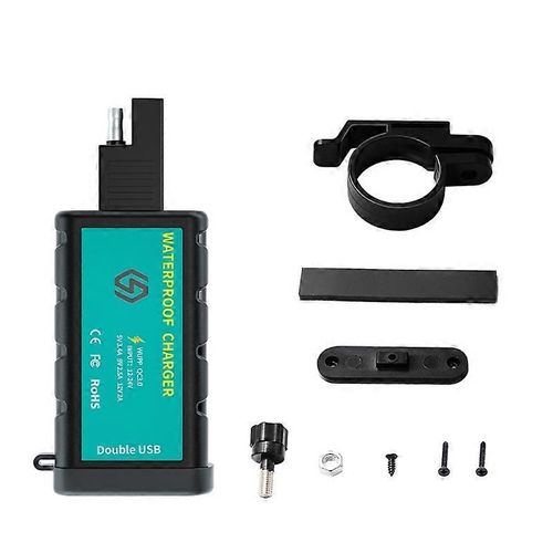 Chargeur SAE double USB carré noir avec chargeur d¿énergie à bouton-poussoir