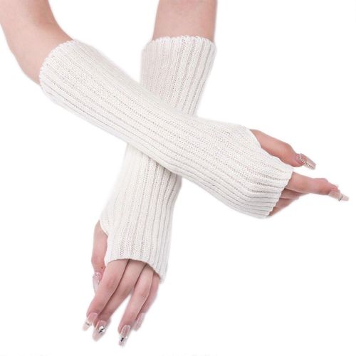 Demi-Doigt Bras Couverture Mitaines Couleur Unie Tricoté Manches Pour Amis
