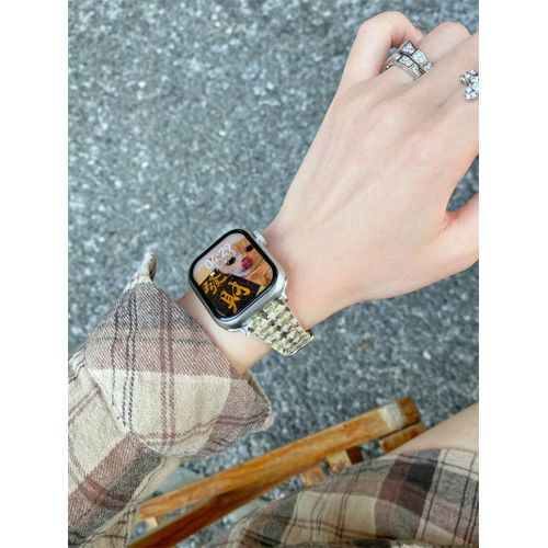 Style Fin Automne Et Hiver Adapté Au Bracelet Apple Watch Applewatch9 Bracelet En Laine S10 Iwatch8765se Sport-Hamon ¿ Beige-38/40/41/(10e Génération 42 Mm) Universel