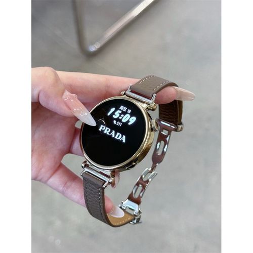 Boucle Papillon En Forme De D Pour L'automne Et L'hiver, En Cuir Véritable, Adaptée Au Bracelet De Montre Huawei Gt4, Gt5, Gt3, Watch2 Pro-Pliable En Forme De D - Marron - Huawei Gt4/5 46 Mm Corresp