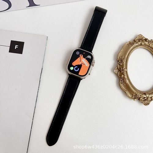Bracelet Iwatch Transfrontalier Applicable Apple Watch S10 En Cuir Premium S9 Motif Nappa Placage Bracelet À Boucle Magnétique-Noir [Bracelet À Boucle Magnétique] - 38/40/41 Mm