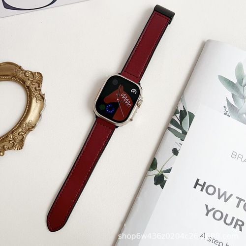 Bracelet Iwatch Transfrontalier Applicable Apple Watch S10 En Cuir Premium S9 Motif Nappa Placage Bracelet À Boucle Magnétique-Bracelet À Boucle Magnétique Bordeaux - S10 [46 Mm]