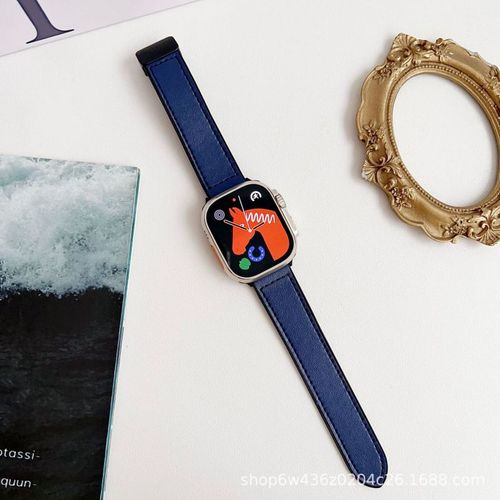 Bracelet Iwatch Transfrontalier Applicable Apple Watch S10 En Cuir Premium S9 Motif Nappa Placage Bracelet À Boucle Magnétique-Bleu Nuit [Bracelet À Boucle Magnétique] - 38/40/41 Mm