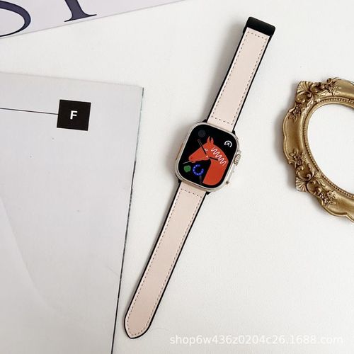 Bracelet Iwatch Transfrontalier Applicable Apple Watch S10 En Cuir Premium S9 Motif Nappa Placage Bracelet À Boucle Magnétique-Abricot [Bracelet À Boucle Magnétique]-S10 [46 Mm]