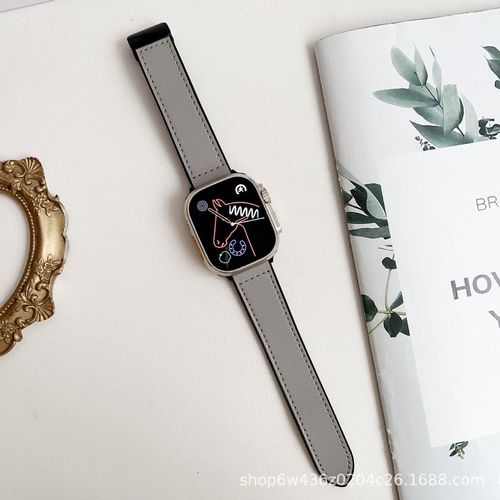 Bracelet Iwatch Transfrontalier Applicable Apple Watch S10 En Cuir Premium S9 Motif Nappa Placage Bracelet À Boucle Magnétique-Gris Nuageux [Bracelet À Boucle Magnétique] - 38/40/41 Mm