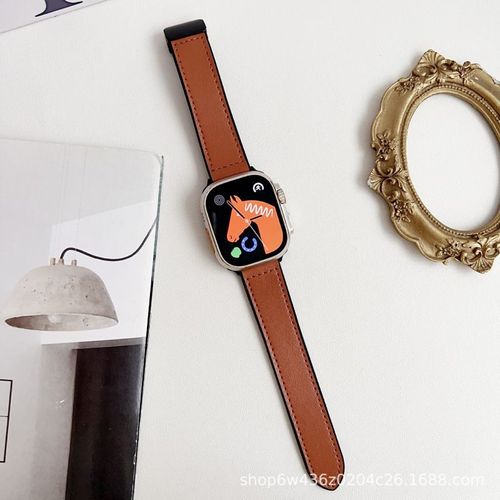 Bracelet Iwatch Transfrontalier Applicable Apple Watch S10 En Cuir Premium S9 Motif Nappa Placage Bracelet À Boucle Magnétique-Bracelet Marron À Boucle Magnétique - S10 [46 Mm]